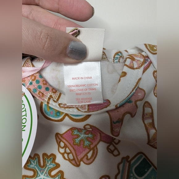 NWT Pink Elephant 18-24M Girls Christmas Long Sleeve Bodysuit Organic Cotton - Picture 4 of 10